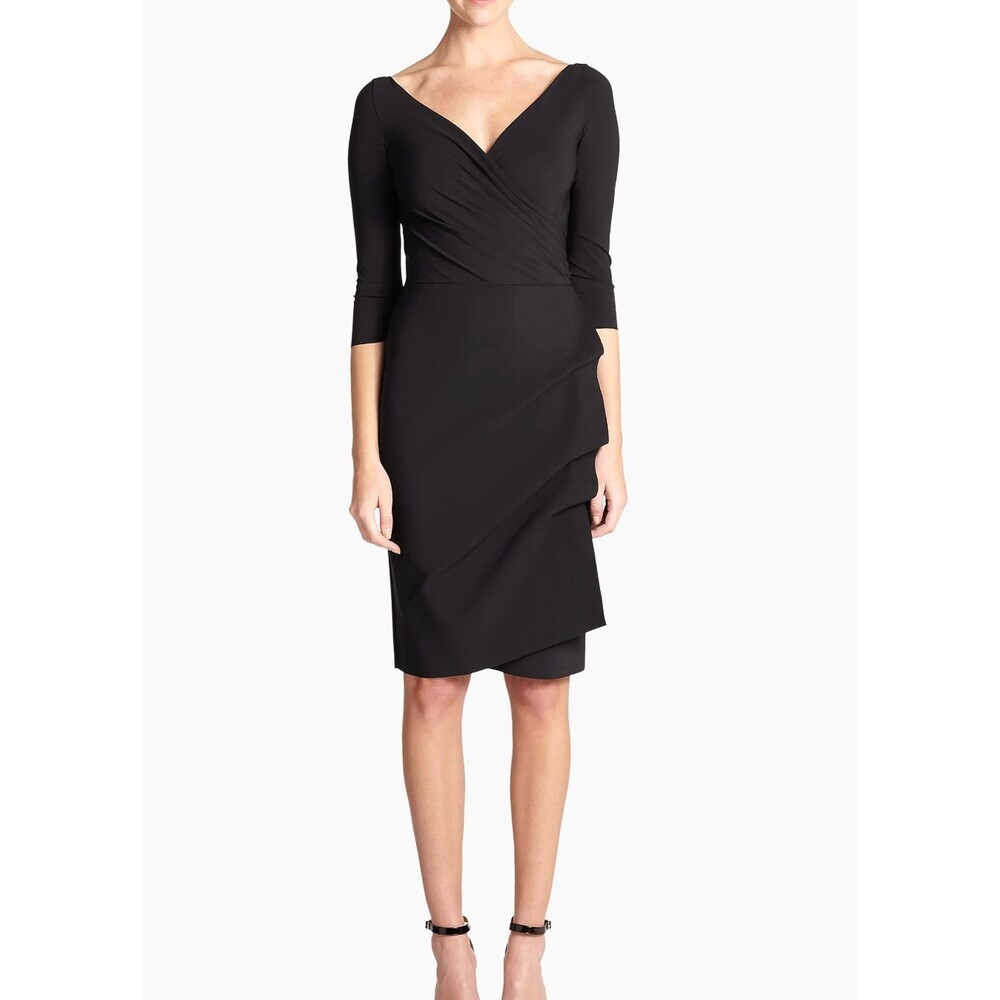 Chiara Boni La Petite Robe Florian Ruched Sheath Dress in Black Size 44 or US 8